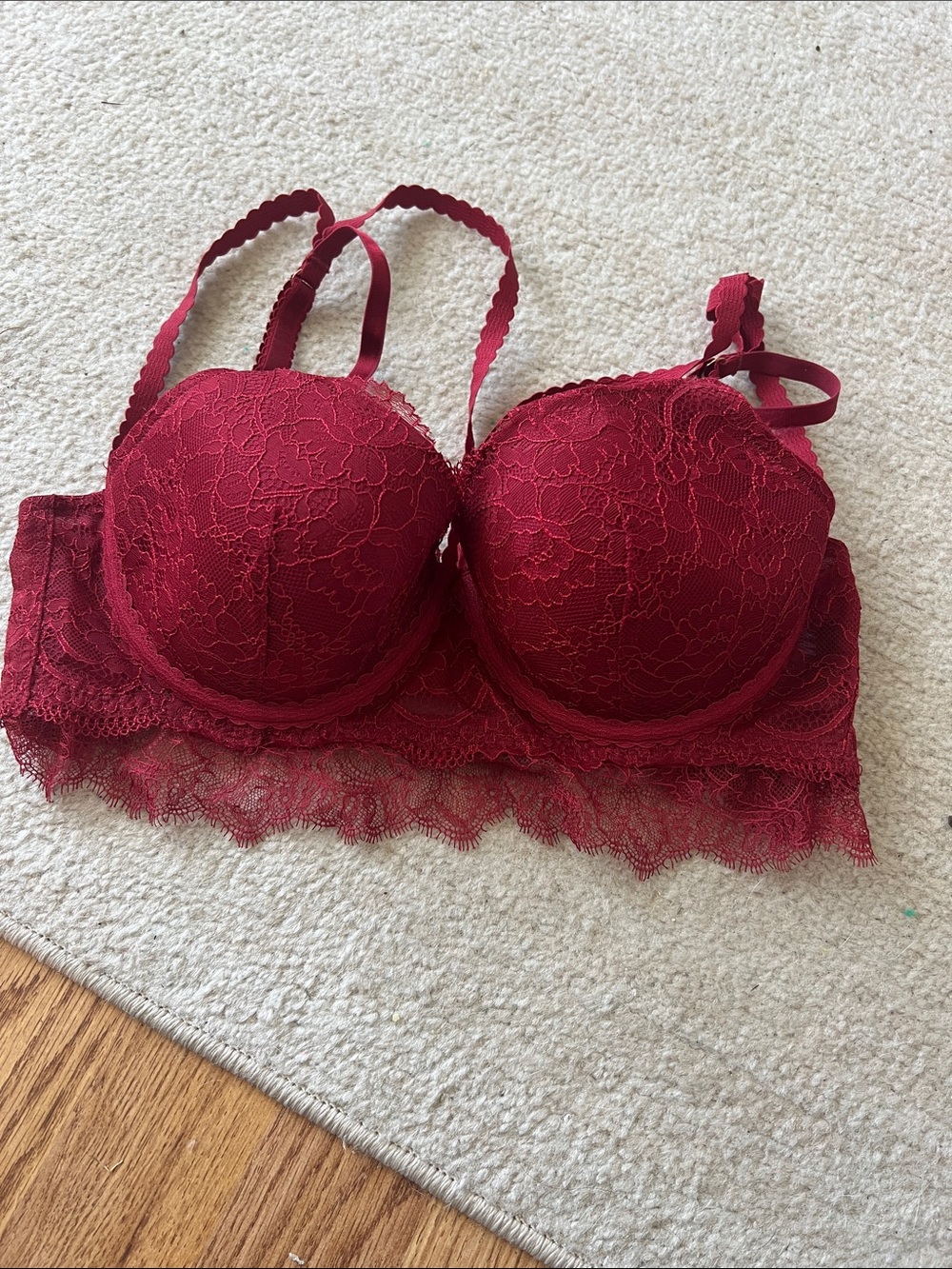 H&M Wine Lace Longline Push-Up Bra